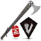 Wikinger Axt - Ragnar Lothbroks Kriegsaxt - Kampfaxt Vikinger - Streitaxt Metall - 63 cm Deko Wikinger Kampfaxt mit Schild aus Holz