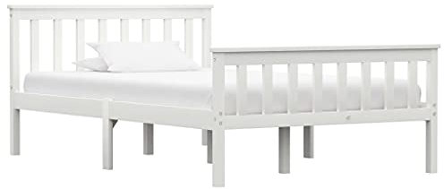 vidaXL Kiefernholz Massiv Bettgestell Bett Massivholzbett Holzbett Doppelbett Futonbett Bettrahmen Lattenrost Schlafzimmer Weiß 120x200cm