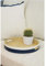 efaso Bourgh - Bandeja de bambú Azur redonda, color azul y blanco, bandeja decorativa, bandeja de bambú, organizador para bebidas