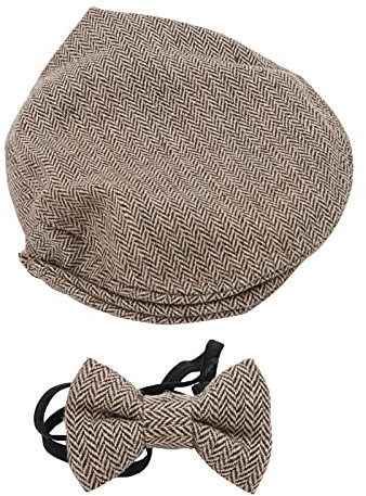 Flat Cap Gentleman Hut Bowtie Fotografie Prop Säuglings Neugeborenes Baby Fotografie Requisiten Hut mit Fliege Set(Braun)