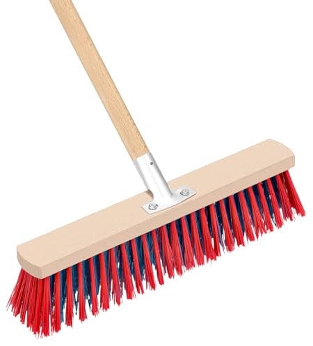 KOTARBAU® Escoba de Empuje para Interiores y Exteriores, 400, Cepillo de cerdas duras, Escoba Industrial con Mango de Madera Largo, Limpieza, Escoba para hogar y jardín, para Barrer Calles, aceras