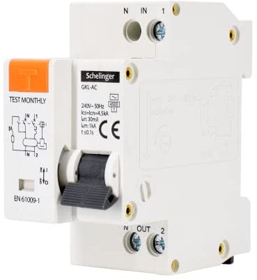 Schelinger - Interruttore a corrente residua con interruttore di circuito / FI+LS / 2 poli, 30 mA / B16 / B25 / C16 / C25 (C25)