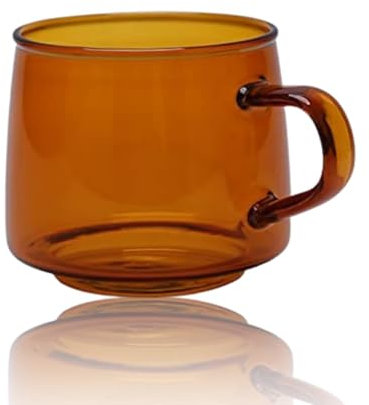Glass Mugs for Hot Beverages, 350ml Clear Glass Coffee Cup Tea Mugs with Handles Drinking Milk Cup for Water Juice Tea Espresso(Amber)