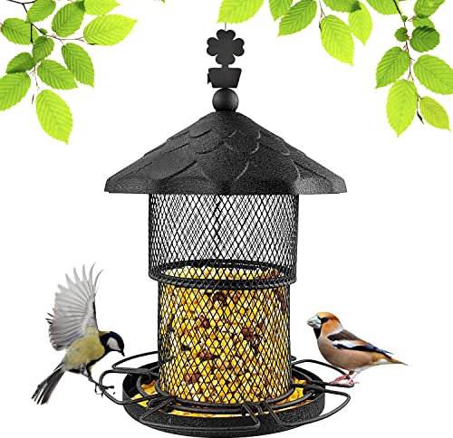 Urban Deco Metal Bird Feeders for Outside Wild Birds Ball Hummingbird Feeder, Squirrel Proof Bird Feeders for Bird Seed Birdfeeders Outside Hanging Decoration Garden Feeder