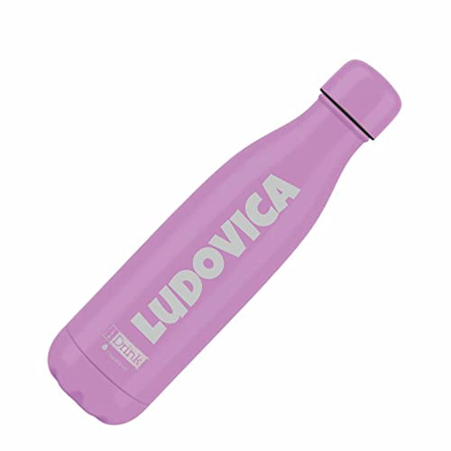 Generico Bouteille isotherme en acier inoxydable personnalisable colorée en acier inoxydable 500 ml, gourde randonnée, isolée étanche pour sport, enfant, fille, 24 h froid et 12 h chaud (Lilla)