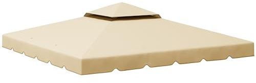 Outsunny Telo per Gazebo 3x4 m, Tettuccio di Ricambio per Gazebo da Giardino con Tetto a 2 Livelli, Copertura in Poliestere 170g/m², Beige