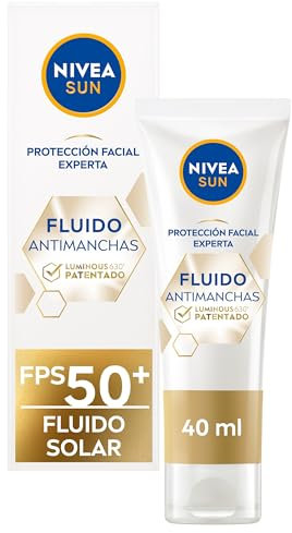 NIVEA SUN Fluido Facial Solar Antimanchas Luminous 630 FP50+ (1 x 40 ml), crema antimanchas facial con protección solar, protector antimanchas con Thiamidol patentado y ácido hialurónico