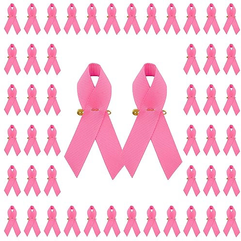 WANDIC 100 Épingles à Ruban Rose, Pins Épingles de Sensibilisation Au Cancer du Sein en Octobre, Broche en Polyester Au Design Texturé, pour La Santé des Femmes, Les Œuvres de Bienfaisance