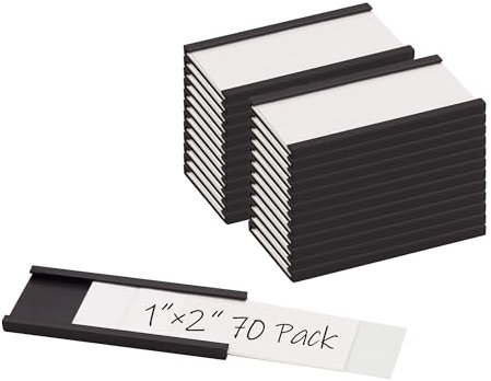 Realth Magnetische Etikettenhalter | 70 Stück C-Kanal Magnet -Etiketten | 25.4MM X 50MM | Beschreibbar Schmutzfrei Abnehmbar für Whiteboard Metall Hängeschränke und Schubladen(MLH1270)