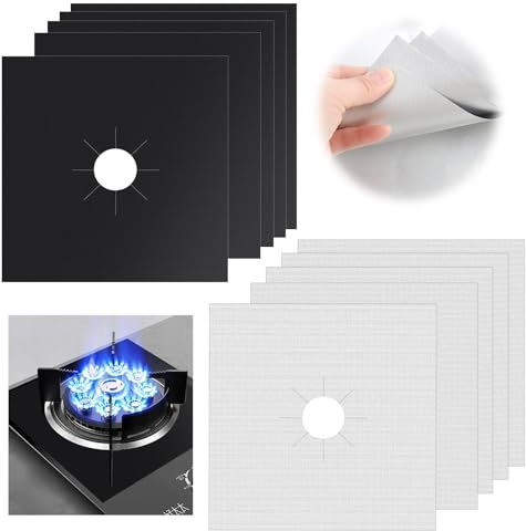 10 Piezas Protector Cuadradosde Quemador Cocina,Reutilizables Tapetes del Rango del Gas Quemador,Alfombrilla de Estufa de Gas,para cocina de gas,Proteger la Superficie de la Placa de Cocción,27x27cm