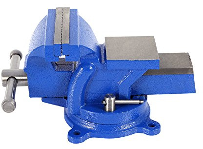 Adjustable Vise 360° Workbench Clamp 100mm Jaw | Heavy duty bench vise for grinding cutting metalworking, Triple screw triangular base, Backen mit Mikrozahnrillen