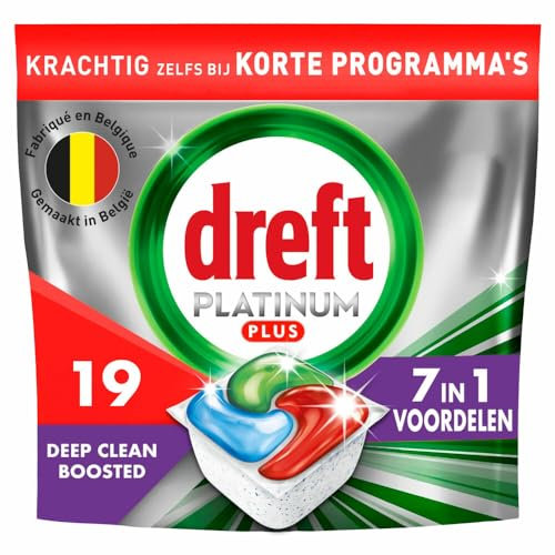 Dreft Lot de 19 tablettes pour lave-vaisselle Platinum Plus All In One Clean Fresh