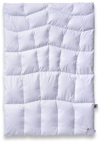 SCHLAFKÖNIG Daunendecke 155 x 220 medium warm 100% Daunen Klasse 1 mit BodyComfort-S Körperzonen für erholsamen Schlaf Made in Germany