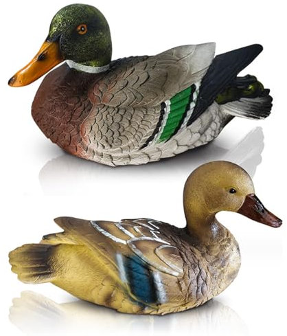 CXINLky Anatra per laghetto, anatra da giardino, statuetta di mandarino, anatre dallo stagno, anatre galleggianti realistiche in resina per laghetti da giardino, statuetta d'anatra, 2 pezzi