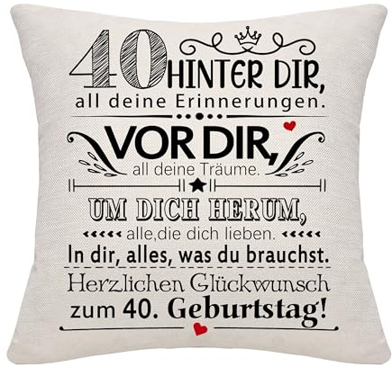Bommex 40 Jahre alt Frauen Männer Geburtstag Geschenk Hinter dir All Deine Erinnerungen inspirierende Geschenk 40. Geburtstag Geschenk Kissenbezug für Schwester Bruder Mama Papa Freunde Freund(40)