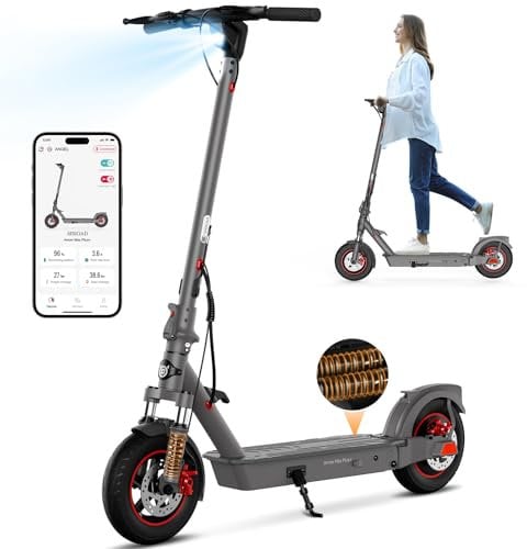 SISIGAD E Scooter 10 Zoll Elektroroller Erwachsene mit Doppel Federung und App, Electric Scooter 450W Motor 36V 10.4AH Batterie 20km/h Geschwindigkeit, Elektro Scooter mit Doppelbremse Stoßdämpfer