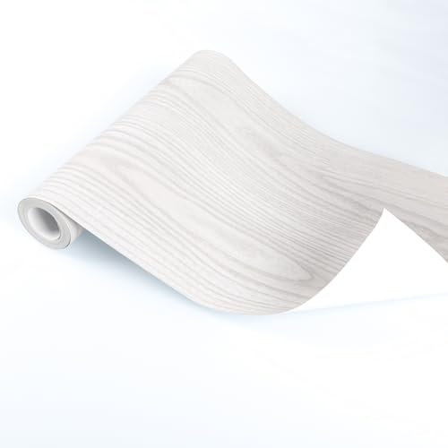 Vinylboden Selbstklebend PVC Bodenbelag Selbstklebend Fliesen Vinyl Holzoptik Bodenaufkleber Wasserdicht Verschleißfest für Küche Wohnzimmer Badezimmer Weiß Holz 30X1000cm