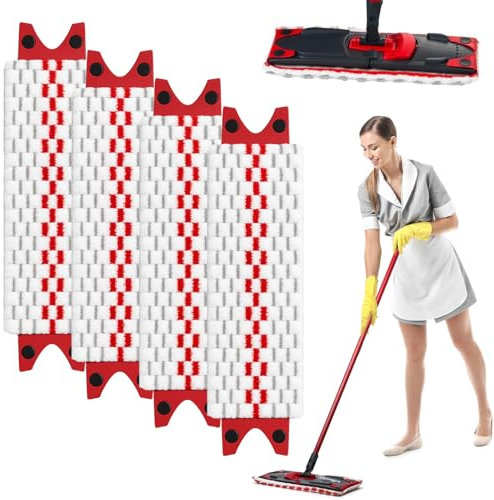 Druuzyl 4 Recharges Microfibre pour Vileda UltraMax (46x13cm) - Compatibles Balai Serpillière Vileda - Nettoyage Sols Durs/Lisses - Lavable en Machine - Lot de 4 Pièces
