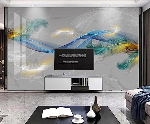 Tapete 3D Fototapete 3D Effekt Marmor Farbe Feder Rauch Tapeten Kinderzimmer Wandbilder Wohnzimmer Schlafzimmer Wanddeko -ZX29005-400x255cm