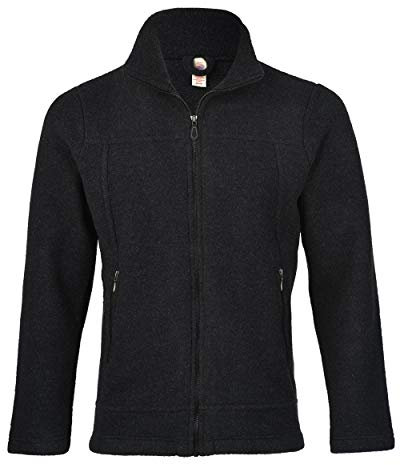 Engel-Natur taillierte Herren Jacke aus Bio Schurwolle-Fleece (XXXL, schwarz melange)…