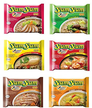 30 x 60g YumYum Instant Nudelsuppen - 6 Leckere Sorten - Yum Yum Chicken Beef Duck Pamai Pai®