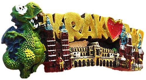 3D Drache Krakow Polen Souvenir Kühlschrankmagnet, Haus und Küche Dekoration magnetische Aufkleber Green Dragon Krakow Polen Magnets Tourist Souvenir Geschenk