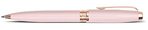 Matilda Myres Rose Gold Ball Pen | Premium Ballpoint Pen with Patent Barrel & Draw-String Carry Pouch | Smooth Writing Pen for Stationery, Notes & Gifts | Pink