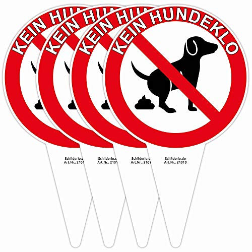 4 Stück Steckschilder Schild Kein Hundeklo Hinweisschild 110x180 mm stabile Aluminiumverbundplatte 3mm stark