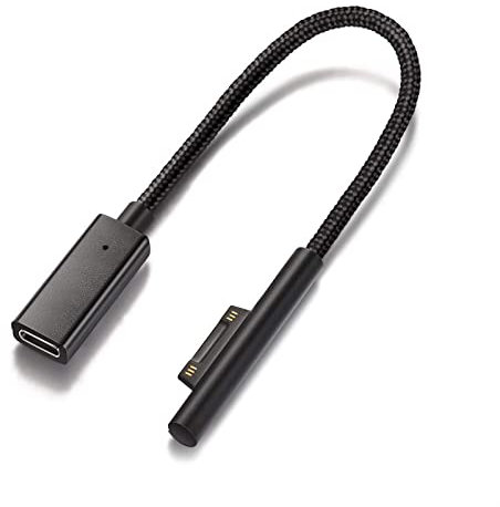 Sisyphy Nylon Braided USB-C Charging Cable Dongle, Requires 45W 15V3A USB-C Charger, Compatible with Microsoft Surface Pro7/6/5/4/3 & Surface Go2