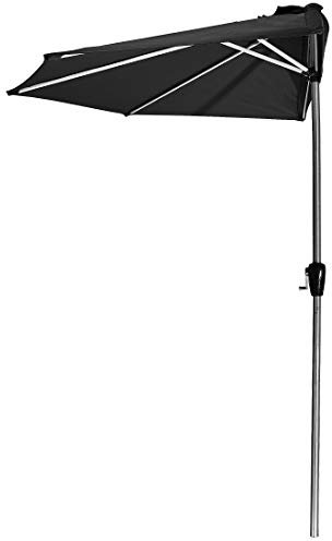 Luxus Sonnenschirm 270 x 135 x 235 cm (B x T x H) Aluminium Schaft 38 mm Durchmesser poliert mit transparenter Schutzlackierung, Schwarz