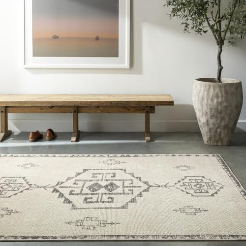 Livabliss x Becki Owens Solana Vintage Rug - Area Rugs for Living Room 160x213 cm, Bedroom - Scandi Neutral Rugs, Traditional Patterned Boho Style, Natural Easy Care Pile - Large Rug, Ivory, Black