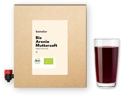 5 litres de jus d'Aronia BIO - 100% jus direct d'Aronia, jus d'Aronia issu de baies d'Aronia mûres BIO - jus d'Aronia BIO en boîte de jus pratique