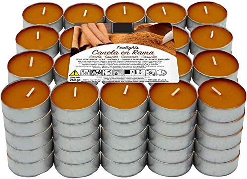 Velas de Té Aromáticas Velas perfumadas - 4 Horas de combustión(Canela En Rama, 100 Velas)