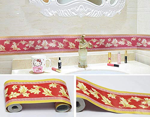 Tapete bordüre selbstklebende wasserdichte Rote Rebsorten 10X1000CM für Wohnzimmer Badezimmer Schlafzimmer Küche Wanddeko