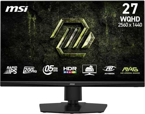 MSI MAG 272QPF E20 Écran Gaming 27 WQHD | Dalle Rapid IPS 2560x1440, 200 Hz, 0,5ms, compatible VESA, HDMI, DisplayPort, Adaptive-Sync