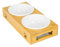 Edipets, Comedero Perro Gato, Bebedero Perro Gatos, Madera, Plato Simple, Doble, Triple Extraíble de Cerámica o Acero Inoxidable, Base de Bambú Antideslizante (Cerámica, Doble)