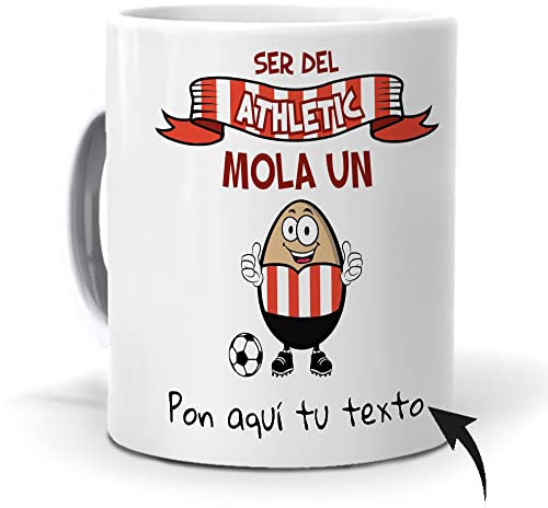 mundohuevo Taza Personalizada con Texto. Regalo Original. Ser del Athletic Mola un Huevo con Nombres. Haz