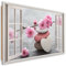 Feeby - Wandbilder Wohnzimmer 120x80 cm, Deko Paneel Bilder, Bilder für Schlafzimmer, Echter Gemalter Effekt, Moderne Wanddeko, Gemälde - Fensterblick, Zen, Spa - Rosa