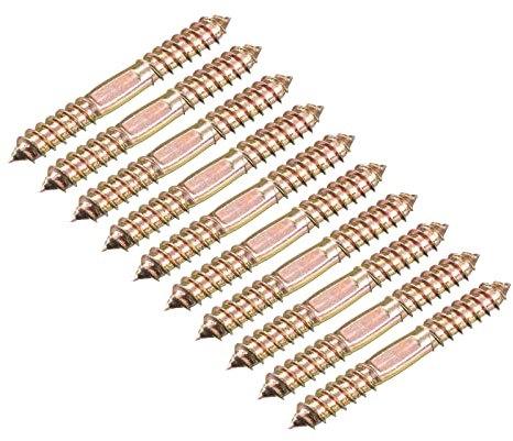 sourcing map 10x80mm Hanger Bolts, 12pcs Double Ended Self-Tapping Thread Wood to Wood Dowel Screws for Wood Connecting
