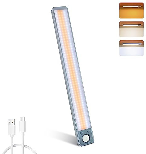 MERTTURM 35CM Unterbauleuchte Küche 188LED, 3 Farbtemperatur Dimmbar LED Leiste mit Bewegungsmelder, 3000mAh Aufladbar Schrankbeleuchtung LED Sensor Licht für Küche Schrank Kleiderschrank Treppe, 1Stk