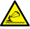 W062 Warnung: Kite Surf-Schild – 150 x 150 mm – S15