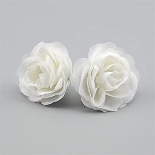 LSEAT 10pcs 2.5cm Mini Rose Cloth Artificial Flower For Wedding Party Home Room Decoration Marriage Shoes Hats Accessories Silk Flower-white