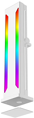Graphics Card Support, Sliding Adjustable GPU Support Bracket, ARGB Aluminium Alloy GPU Holder with Magnetic Base, for Desktop Graphic Card (White)