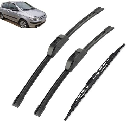 3-teiliges Set for Scheibenwischer vorne und hinten, kompatibel mit Hyundai Getz 2002–2009, Windschutzscheibe, Windschutzscheibe, Fensterbürsten, 55,9 cm + 35,6 cm + 35,6 cm