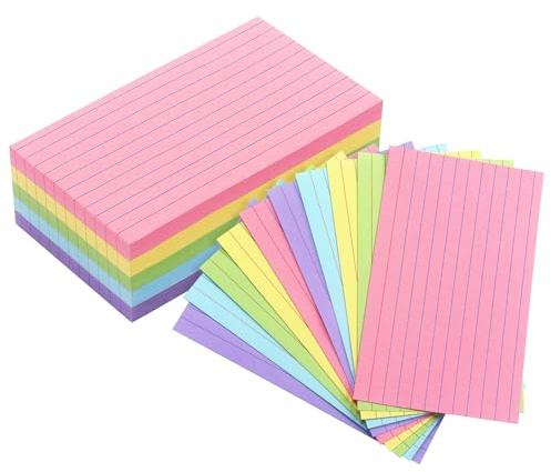 Linierte Karteikarten, Pastellfarben, Karteikarten, Notizkarten für Schule, Zuhause und Büro, 7,6 x 12,7 cm, 200 Stück