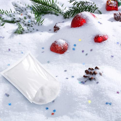 Threan Weihnachten Kunstschnee Dekoration Flauschige Schneeflocken Konfetti für Innen Feiertagskonfetti für Weihnachten Baum DIY Basteln Geburtstag Hochzeit Party Deko Zubehör (Weiß)