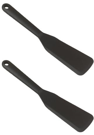 Lot de 2 spatules en silicone, en plastique, adaptées pour la cuisson des aliments dans la cuisine (noir)