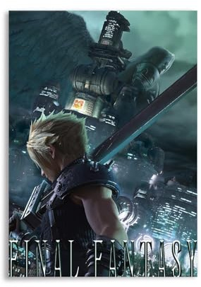 CosplayStudio Hochwertiges F. Fantasy VII Wandbild | Cloud Strife & Sephiroth Hartschaumplatte | FF 7 Remake Poster | 30x42cm