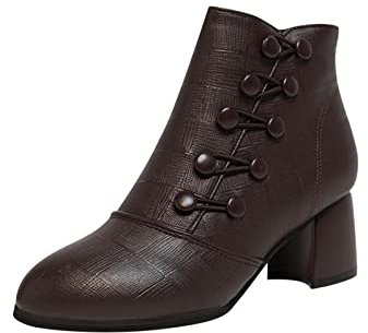 ESSUE Bottines Femme Hiver Casual Pieds Sensibles Talons Baskets Lacet Securite Cuir Bottes Moto Automne Pour Pieds Larges Chelsea Chaussures Chelsea Bottes