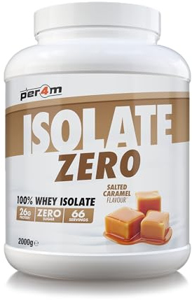 Per4m Isolate Zero, hochreines Proteinisolat, maximaler Proteingehalt bei minimalem Fett & Zucker, laktosereduziert & gut verträglich, für Kraft & Schnelligkeit täglich – Gesalzenes Karamell – 2kg